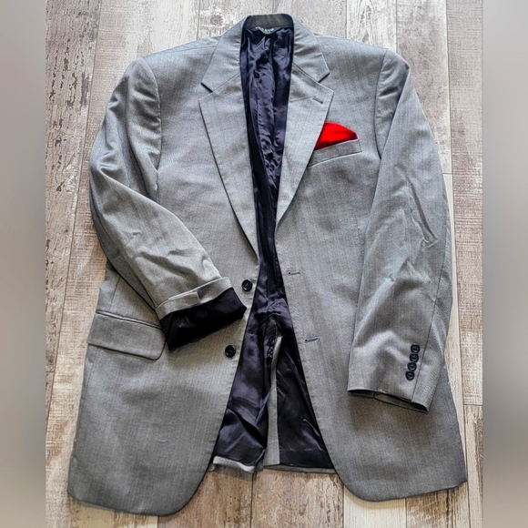 Jos. A. Bank Other - 40L Men's Jos. A Bank Blazer Silver Gray Herringbone Silk & Wool Sport Coat
